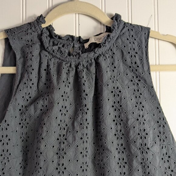 Loft Cotton  Black Eyelet Halter top with Peplum M - Picture 8 of 9